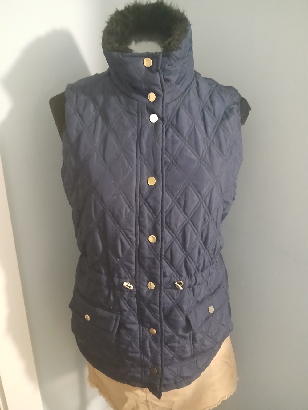 D,ressbarn Navy Quilted Sleeveless Vest